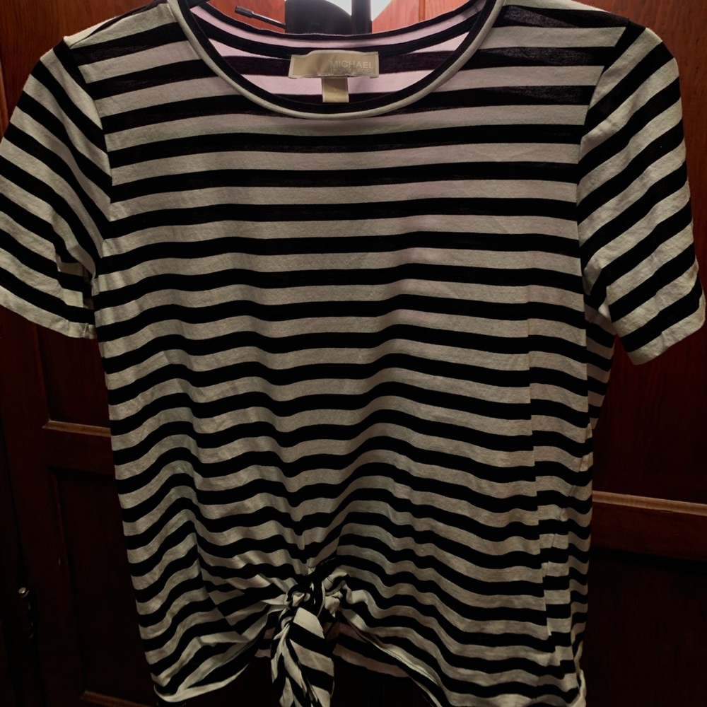 Michael Kors Black and White Striped Shirt